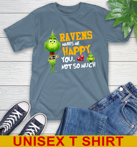 NFL Baltimore Ravens Makes Me Happy You Not So Much Grinch Football Sports T-Shirt 8