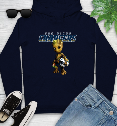 Los Angeles Chargers NFL Football Groot Marvel Guardians Of The Galaxy Youth Hoodie 4