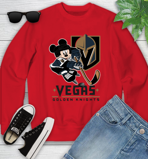 NHL Vegas Golden Knights Mickey Mouse Disney Hockey T Shirt Youth Sweatshirt 9