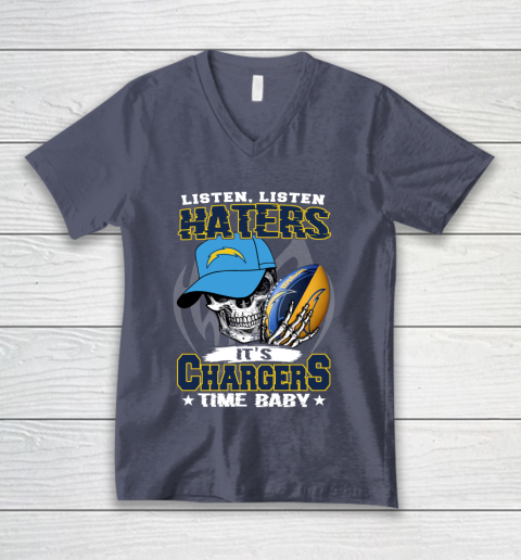 Listen Haters It is CHARGERS Time Baby NFL V-Neck T-Shirt 7