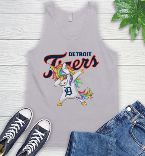 Detroit Tigers MLB Baseball Funny Unicorn Dabbing Sports Tank Top 4