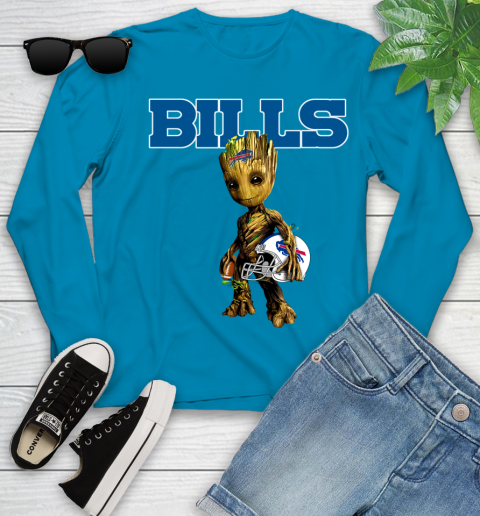 Buffalo Bills NFL Football Groot Marvel Guardians Of The Galaxy Youth Long Sleeve 7