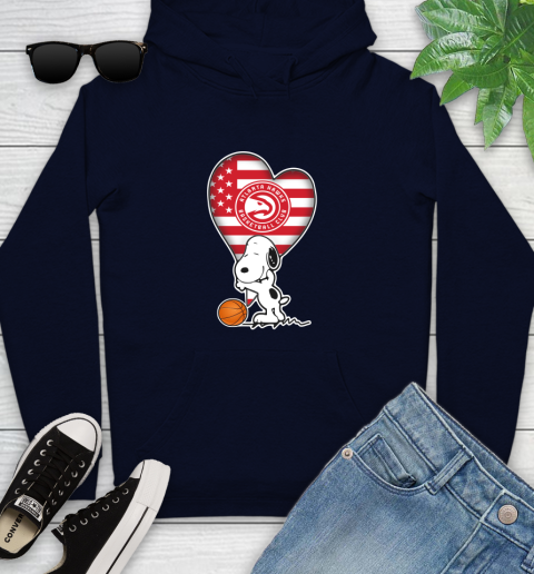 Atlanta Hawks NBA Basketball The Peanuts Movie Adorable Snoopy Youth Hoodie 4