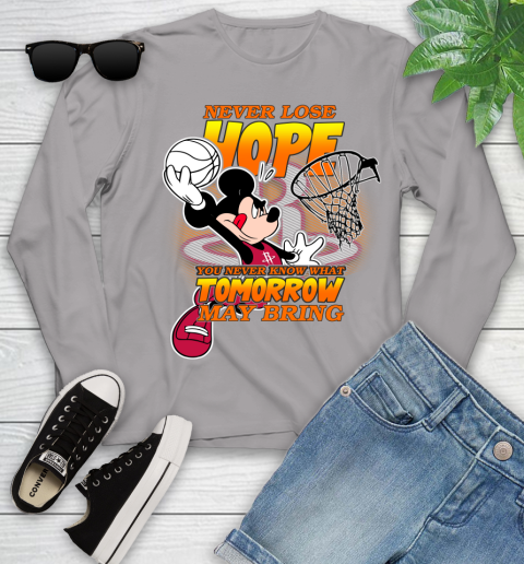 Houston Rockets NBA Basketball Mickey Disney Never Lose Hope Youth Long Sleeve 5