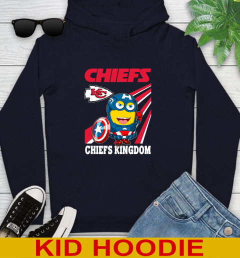 NFL Football Kansas City Chiefs Captain America Marvel Avengers Minion Shirt Youth Hoodie - Image 4