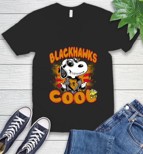 NHL Hockey Chicago Blackhawks Cool Snoopy Shirt V-Neck T-Shirt
