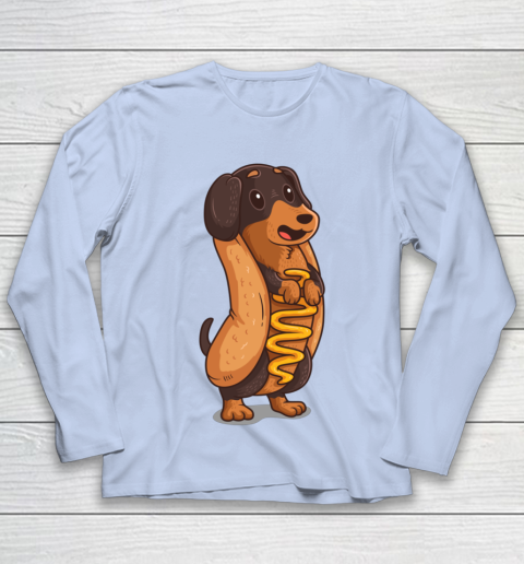 Wiener Dog Hotdog Bun Dachshund Funny Foodie Gift Hot Dog Youth Long Sleeve 5