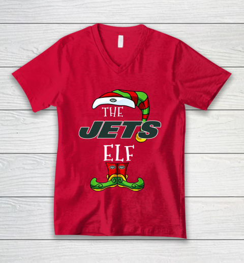 New York Jets Christmas ELF Funny NFL V-Neck T-Shirt 6