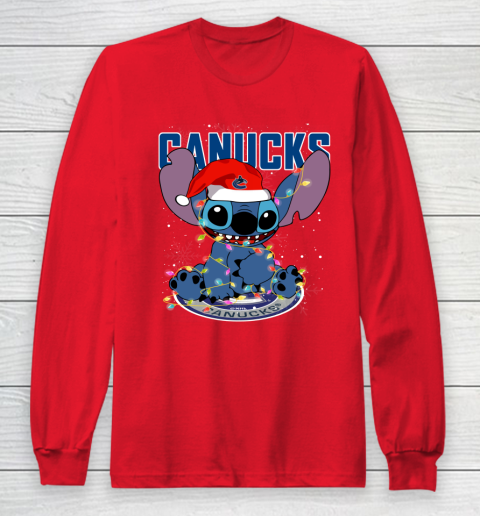 Vancouver Canucks NHL Hockey noel stitch Christmas Long Sleeve T-Shirt 7