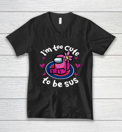Chicago Cubs MLB Baseball Among Us I Am Too Cute To Be Sus V-Neck T-Shirt