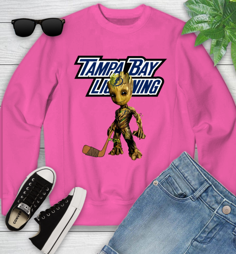 Tampa Bay Lightning NHL Hockey Groot Marvel Guardians Of The Galaxy Youth Sweatshirt 7