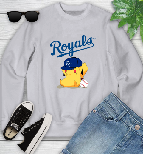 MLB Pikachu Baseball Sports Kansas City Royals Youth Sweatshirt 4