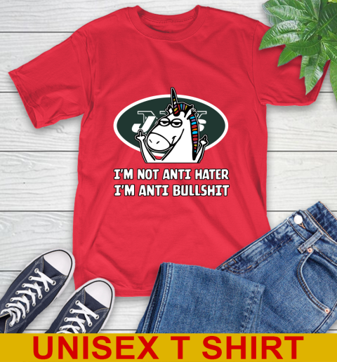 New York Jets NFL Football Unicorn I'm Not Anti Hater I'm Anti Bullshit T-Shirt 10