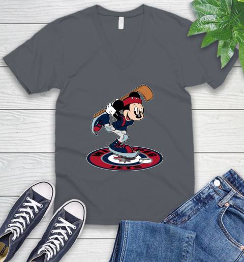 NHL Hockey Winnipeg Jets Cheerful Mickey Disney Shirt V-Neck T-Shirt 5