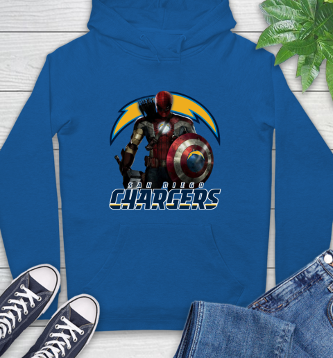 NFL Captain America Thor Spider Man Hawkeye Avengers Endgame Football San Diego Chargers Hoodie 9