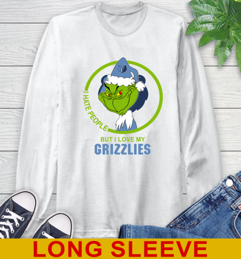 Memphis Grizzlies NBA Christmas Grinch I Hate People But I Love My Favorite Basketball Team Long Sleeve T-Shirt