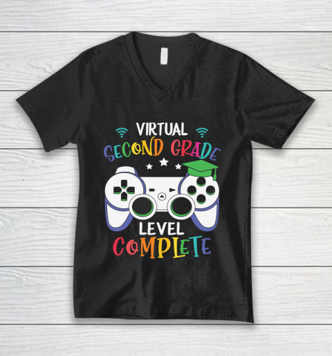 Back To School Shirt Virtual Second Grade level complete V-Neck T-Shirt
