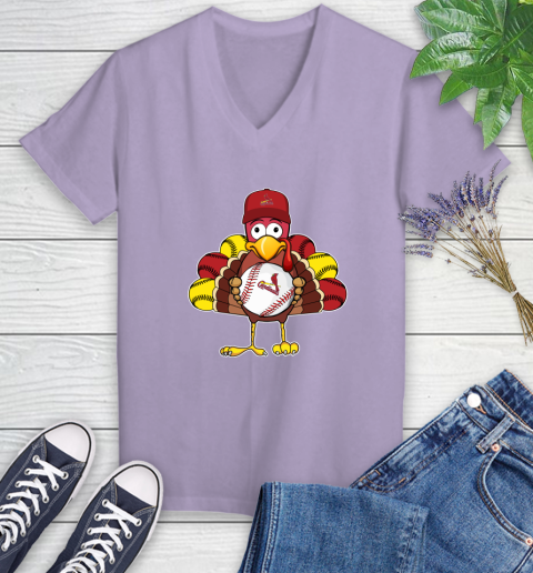 St.Louis Cardinals Turkey thanksgiving Women's V-Neck T-Shirt 14