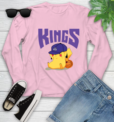 NBA Pikachu Basketball Sports Sacramento Kings Youth Long Sleeve 10