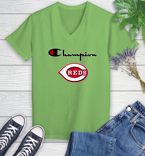 MLB Baseball Cincinnati Reds Champion Shirt Women's V-Neck T-Shirt 7