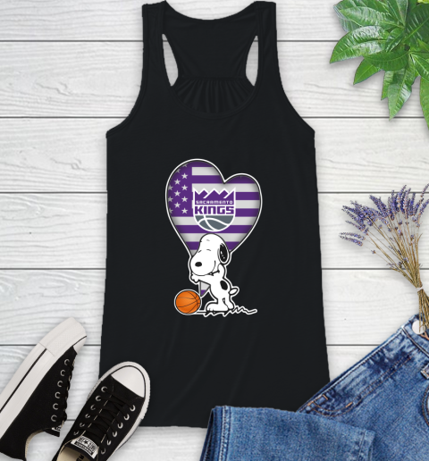 Sacramento Kings NBA Basketball The Peanuts Movie Adorable Snoopy Racerback Tank 2