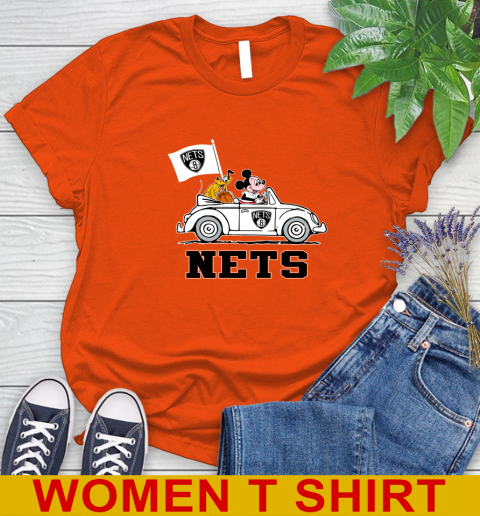 NBA Basketball Brooklyn Nets Pluto Mickey Driving Disney Shirt Women's T-Shirt 4