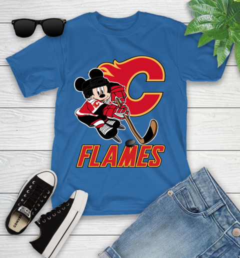 NHL Calgary Flames Mickey Mouse Disney Hockey T Shirt Youth T-Shirt 9