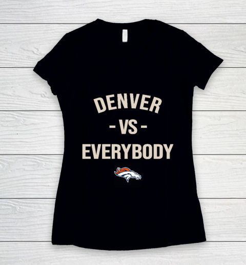 Denver Broncos Vs Everybody Women's V-Neck T-Shirt