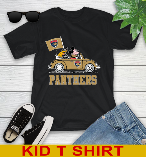 NHL Hockey Florida Panthers Pluto Mickey Driving Disney Shirt Youth T-Shirt 2