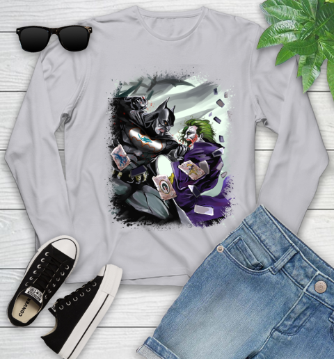 Miami Dolphins NFL Football Batman Fighting Joker DC Comics Youth Long Sleeve - Image 6