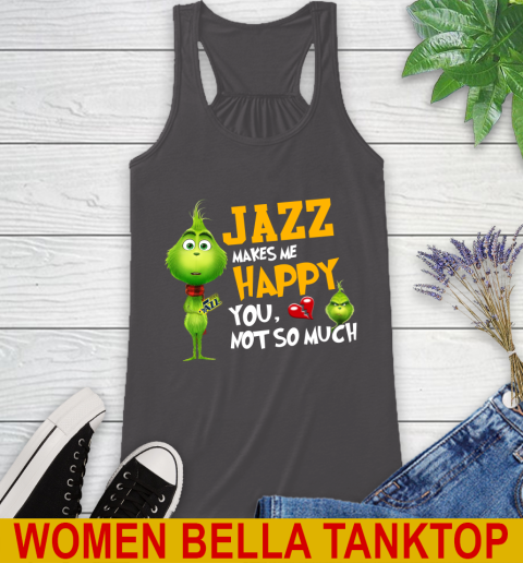 NBA Utah Jazz Makes Me Happy You Not So Much Grinch Basketball Sports Racerback Tank 10