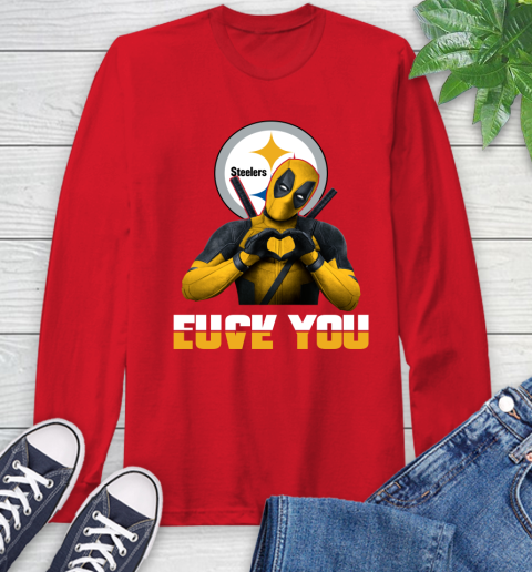 NHL Pittsburgh Steelers Deadpool Love You Fuck You Football Sports Long Sleeve T-Shirt 11