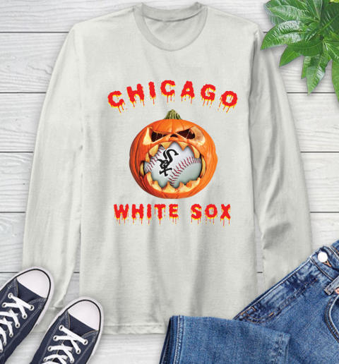 MLB Chicago White Sox Halloween Pumpkin Baseball Sports Long Sleeve T-Shirt 12