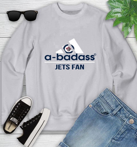 NHL A Badass Winnipeg Jets Fan Adidas Hockey Sports Youth Sweatshirt 3