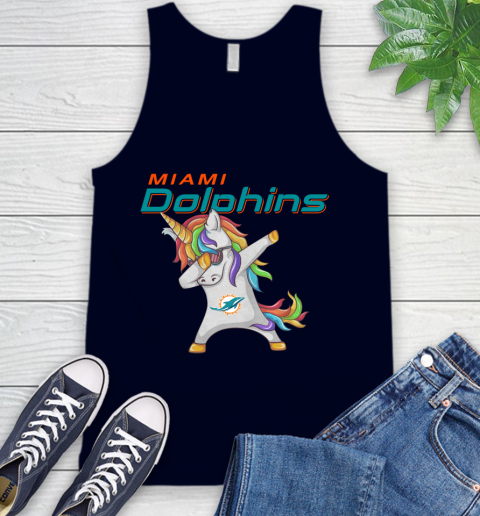 Miami Dolphins NFL Football Funny Unicorn Dabbing Sports Tank Top 3