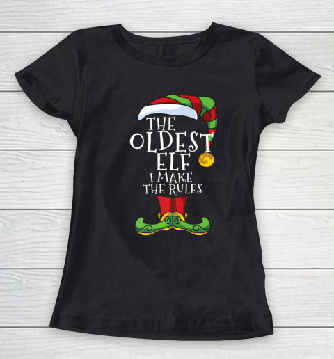 Oldest Rules Elf Family Matching Christmas Funny Pajama Women's T-Shirt