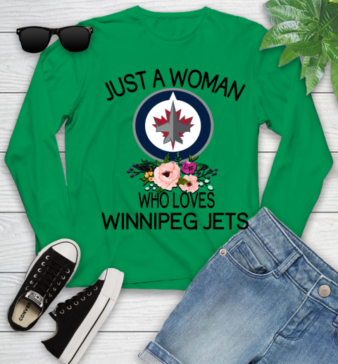 NHL Just A Woman Who Loves Winnipeg Jets Hockey Sports Youth Long Sleeve 4