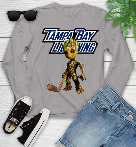 Tampa Bay Lightning NHL Hockey Groot Marvel Guardians Of The Galaxy Youth Long Sleeve 5