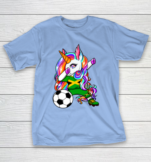 Dabbing Unicorn Jamaica Soccer Fans Jersey Jamaican Football T-Shirt 11