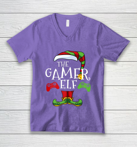 Gamer Elf Family Matching Christmas Funny Gaming Pajama V-Neck T-Shirt 8