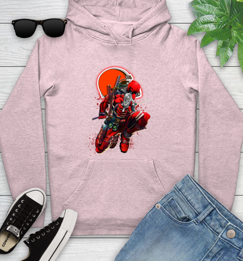 NFL Deadpool Marvel Comics Sports Football Cleveland Browns Youth Hoodie 10