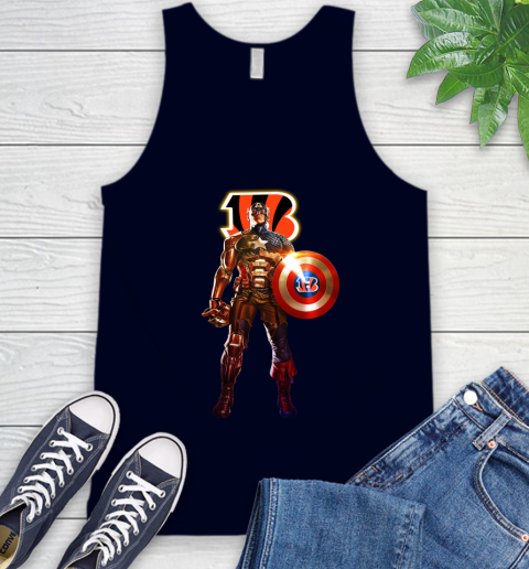 NFL Captain America Marvel Avengers Endgame Football Sports Cincinnati Bengals Tank Top 3