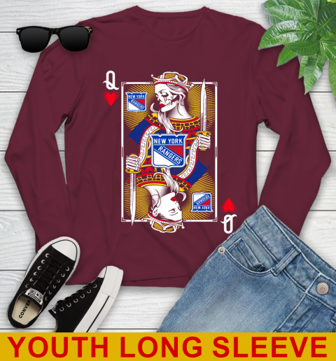 NHL Hockey New York Rangers The Queen Of Hearts Card Shirt Youth Long Sleeve 6