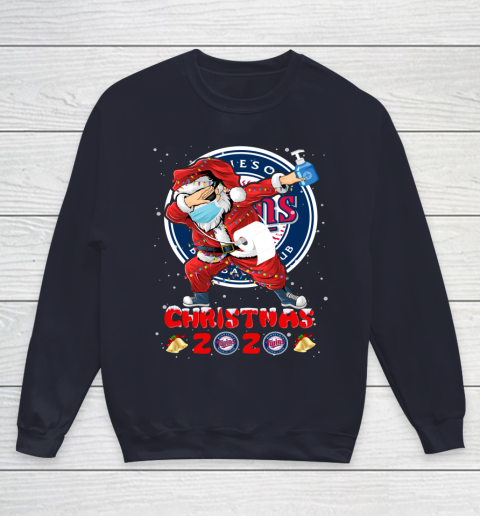Minnesota Twins Funny Santa Claus Dabbing Christmas 2020 MLB Youth Sweatshirt 2