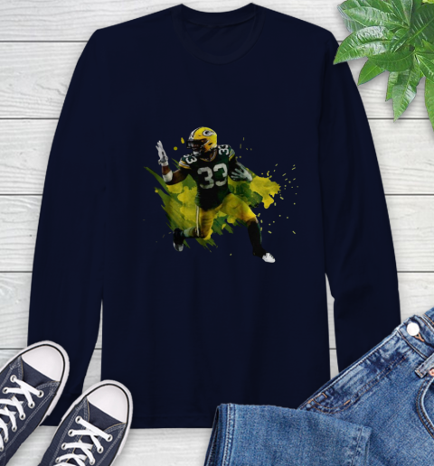 Aaron Jones Running Green Bay Packers Long Sleeve T-Shirt 3