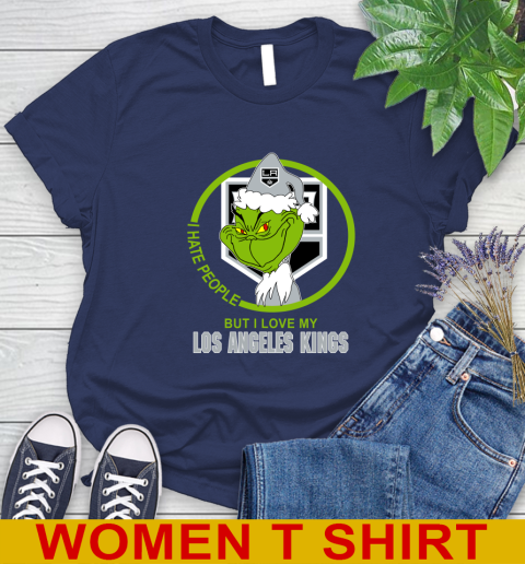 Los Angeles Kings NHL Christmas Grinch I Hate People But I Love My Favorite Hockey Team Women's T-Shirt 12