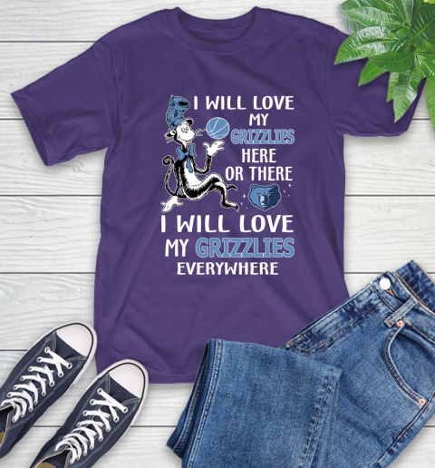 NBA Basketball Memphis Grizzlies I Will Love My Grizzlies Everywhere Dr Seuss Shirt T-Shirt 5