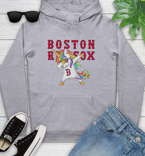 Boston Red Sox MLB Baseball Funny Unicorn Dabbing Sports Youth Hoodie 6