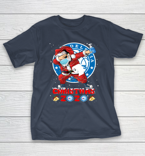 Philadelphia 76ers Funny Santa Claus Dabbing Christmas 2020 NBA T-Shirt 3