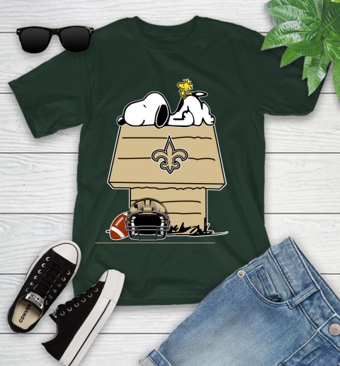 New Orleans Saints NFL Football Snoopy Woodstock The Peanuts Movie Youth T-Shirt 5